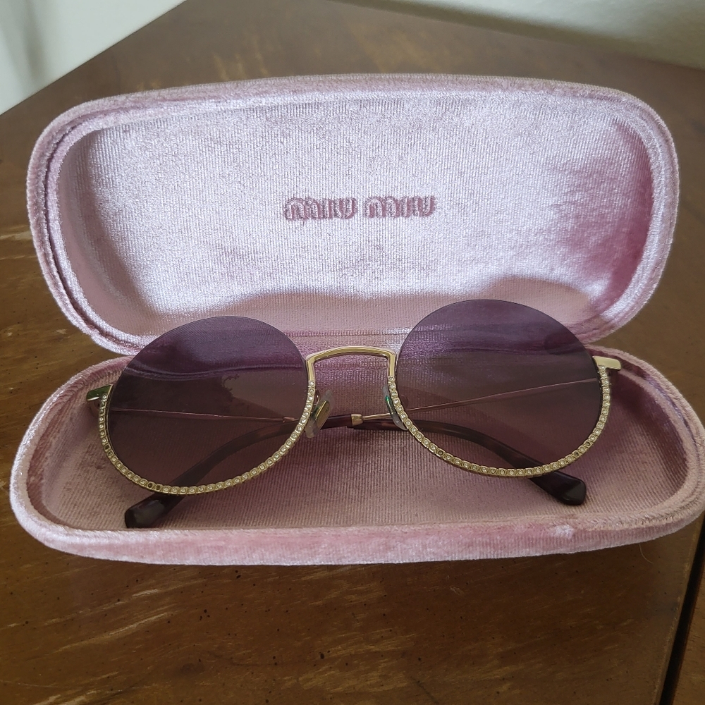 Miu Miu Rhinestone Round Circle Societe Sunglasses - Picture 12 of 12